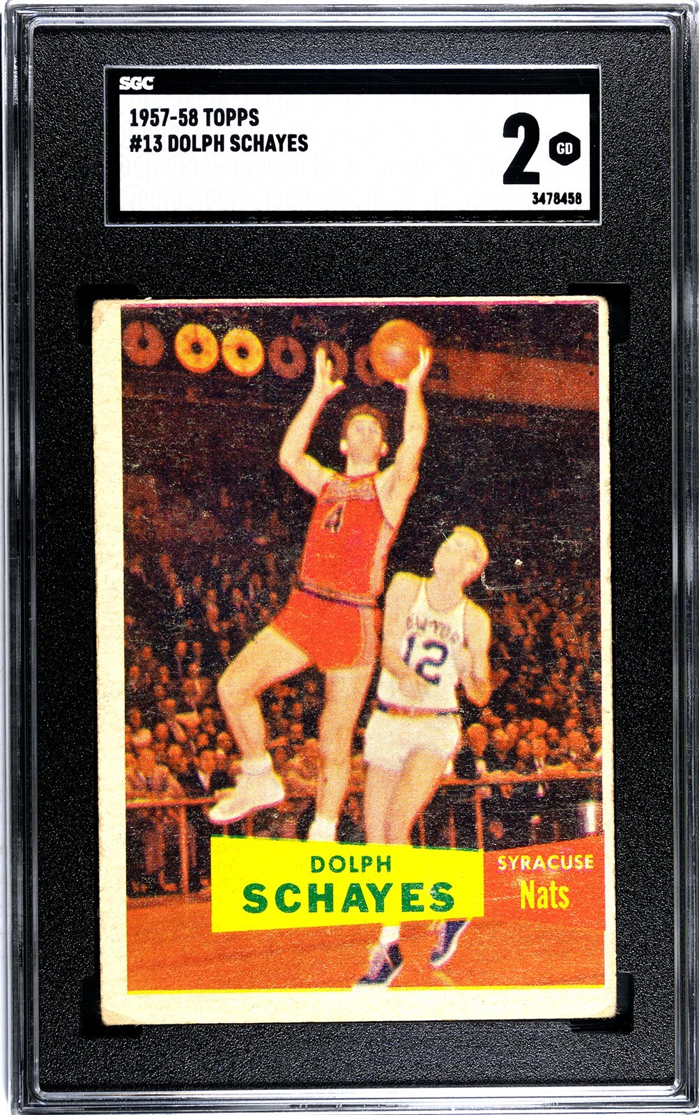 1957-58 Topps DOLPH SCHAYES ROOKIE Nationals #13 SGC 2 GD **GRADED SET BREAK**