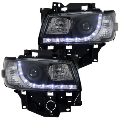 Scheinwerfer Set TFL Tagfahrlicht Design für VW T4 Multivan Bj. 96-03 Schwarz