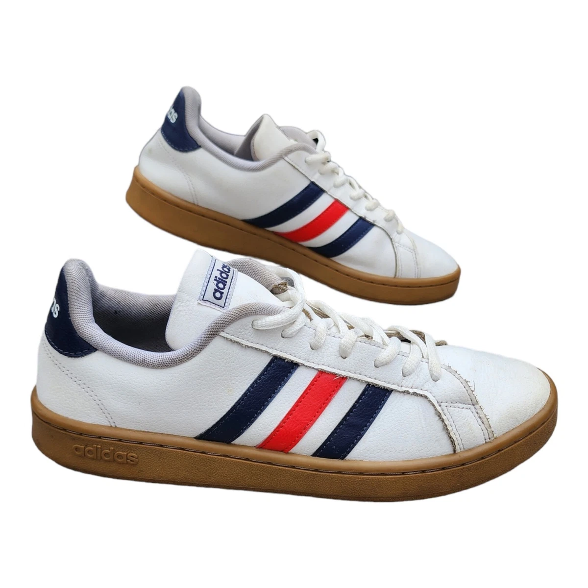 Adidas Men s Grand Court EE7888 White Blue Red Running Shoes Sneakers Size 10