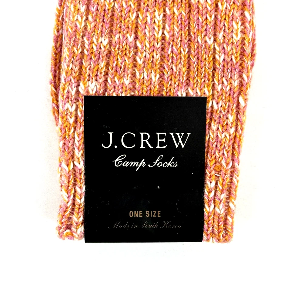 NUEVO CON ETIQUETAS J Crew Mujer Calcetines de Campamento Mármol Coral Rosa Mezcla de Algodón Talla Única Cálidos Senderismo Foto 3 de 4
