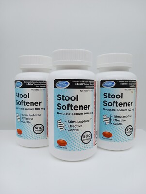 3-Pack Right Remedies Stool Softener Docusate Sodium 500 Softgels Compare Colace