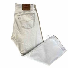 Vintage Levis 501 Jeans 35 White 80s Light Wash Denim Workwear Non Selvedge