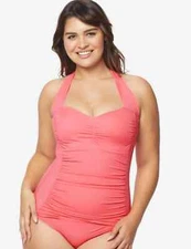 NEW Orig$139 Ruby Ribbon CORAL Riviera One Piece Swim Bathing Suit 4/6 NWT