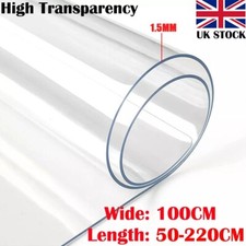 1.5mm Thick Clear Transparent Vinyl PVC Tablecloth Table Protector Plastic Cover