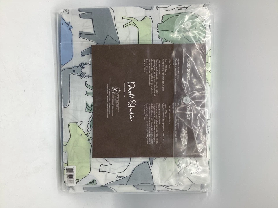 *NUEVO EN PAQUETE* DWELL STUDIO Safari Animal Estampado Caravana Cuna Falda Polvo Volantes, NUEVO Foto 2 de 3