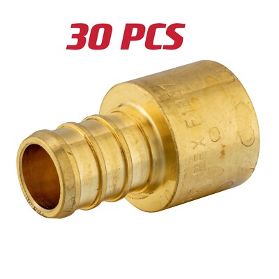 30 PCS EFIELD PEX 1/2'' X 1/2'' Female Sweat Adapter Brass Crimp Fittings,No Lead