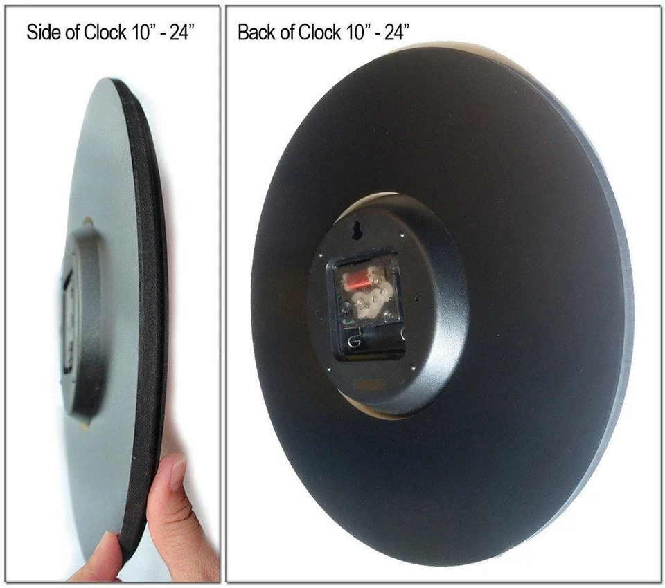 Harbor Black Wall Clock, large wall clock,  8 sizes, extra QUIET, Life warranty  - Image 3 of 4