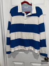 Crown & Ivy size 2X Blue and White striped top Rugby shirt Mens