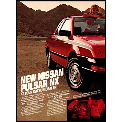 1983 Nissan Pulsar NX 2 Door Coupe 2 Page Vintage Print Ad Beach