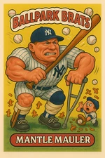 Mickey Mantle as "Mantle Mauler" - BALLPARK BRATS Parody Art Card