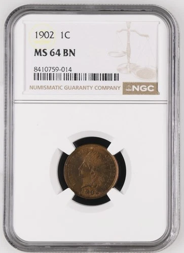 1902 1C Indian Head Cent NGC MS 64 BN