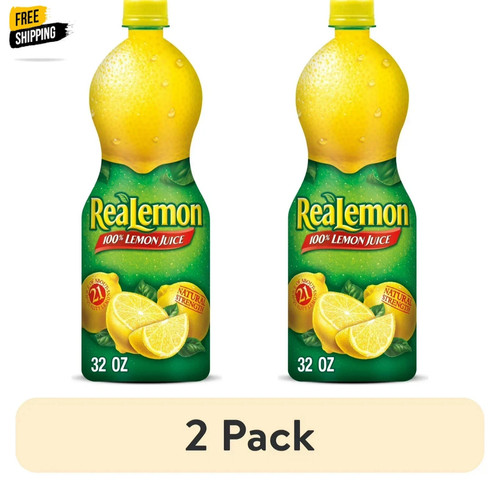 (2 pack) ReaLemon 100% Lemon Juice, 32 fl oz bottle..