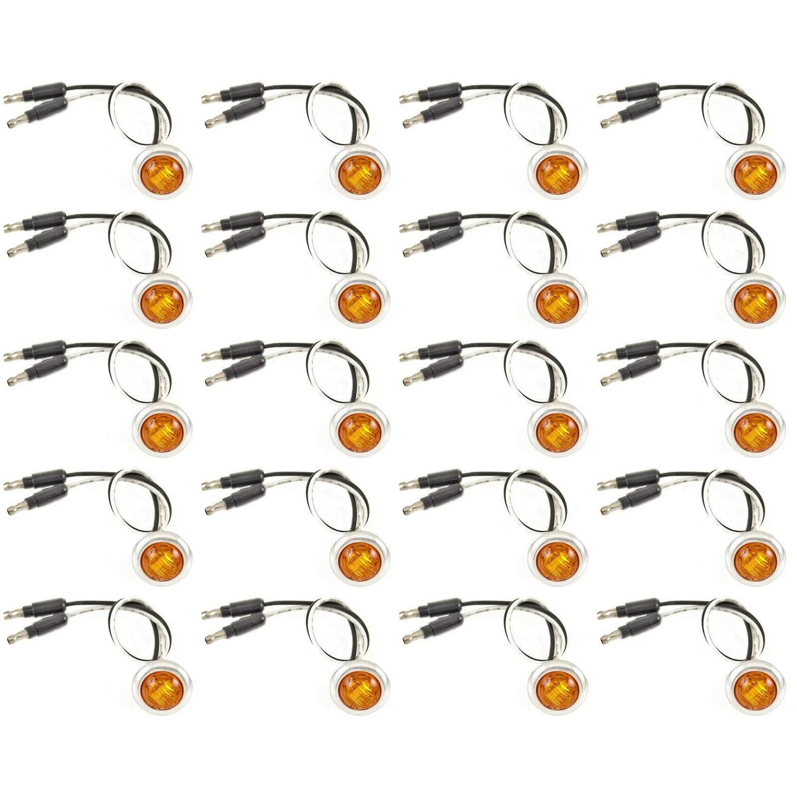20 - 3/4" AMBER 3 LED CLEARANCE SIDE MARKER BULLET LIGHTS CHROME RING TRAILER
Opens in a new window 