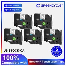 5PK Compatible TZ231 TZe231 Black Print on White Label Tape for Brother PT-D210