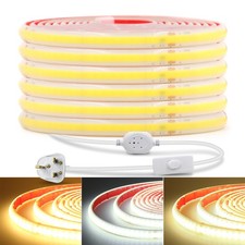 Waterproof IP67 Neon COB LED Strip Lights 220V 230V Flexible Tape Lights UK Plug