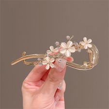 Hair Claws Clips Flower French Style Pearl Rhinestone Twist Banana Hairpins Hair