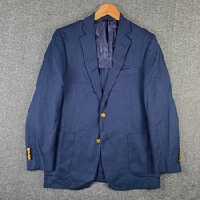 Brooks Brothers Gold Button Blazer Jacket Men 38R Regent Italian Linen Tessuti