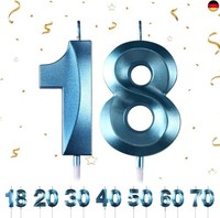 Geburtstagskerzen Zahlen 18,3D Blau Geburtstagskerzen,Kerzen Geburtstag Zahl 18,