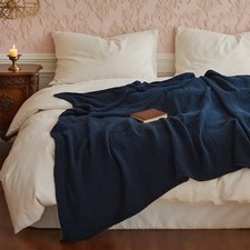 4-Layer Cotton Muslin Throw Blanket for All Seasons Comfy Soft Cozy Lightweig...