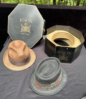 Vintage 1950 s Knox New York Men s Straw Derby Hats In Hat Box