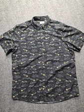 Marine Layer Mens Short Sleeve Button Up Shirt Hawaiian Palms Hammock XL Cotton