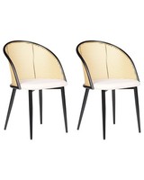 StüHle 2Er Set Beige / Schwarz Metall Wiener Geflecht Retro Design Cornell