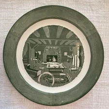 Vintage Colonial Homestead 13.2” Green Chop Serving Platter Plate by Royal China