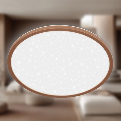Slim LED Deckenleuchte Panel Lampe 3600lm 4000K Sternenoptik Ø375mm beige