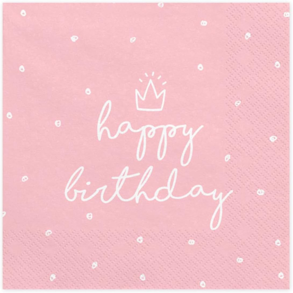 "Servietten \"Happy Birthday\" 20Stk./33X33Cm | Rosa"-image