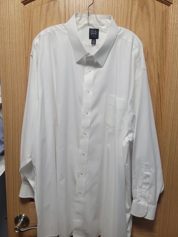 Big Mens White Shirt By Jos A Banks Traveler Size 20. 36 Traditional