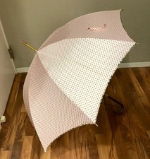 Burberry Pink Dot Rain Umbrella Nova Check Long Umbrella Excellent Condition