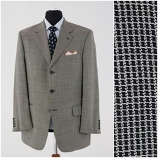 Mens MARIO BARUTTI Size UK 42R Check Grey Wool Silk Sport Coat Blazer Jacket