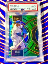2024 Panini Select Ernie Banks Premier Level Green Prizm /5 PSA 10 #92 HOF Cubs