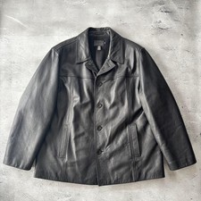 90s J.Crew Leather Car Coat Leather Black