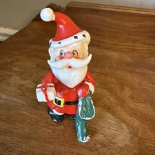Vintage Kreiss Santa Claus With Santa’s Gift Present Stocking Figurine Japan