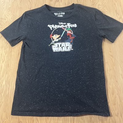 Star Wars Phineas and Ferb kids shirt Size Xl Disney Black Graphic Tee 