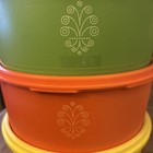 Vtg Tupperware Servalier Storage Containers Green Orange Yellow Set Of 3 + Lids — photo 2