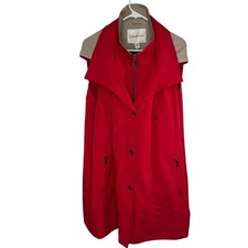 Coldwater Creek Women's 2X Red Vest Jacket Removable Hood, Lining - 36 Length