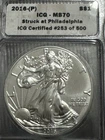 2016-(P) Silver $1 Eagle, ICG MS70, Struck at Philadelphia, Free Shipping