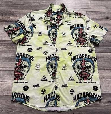 Broken Promises ''Hazardous To My Own Health'' Zombie Button Down Shirt Size 2XL
