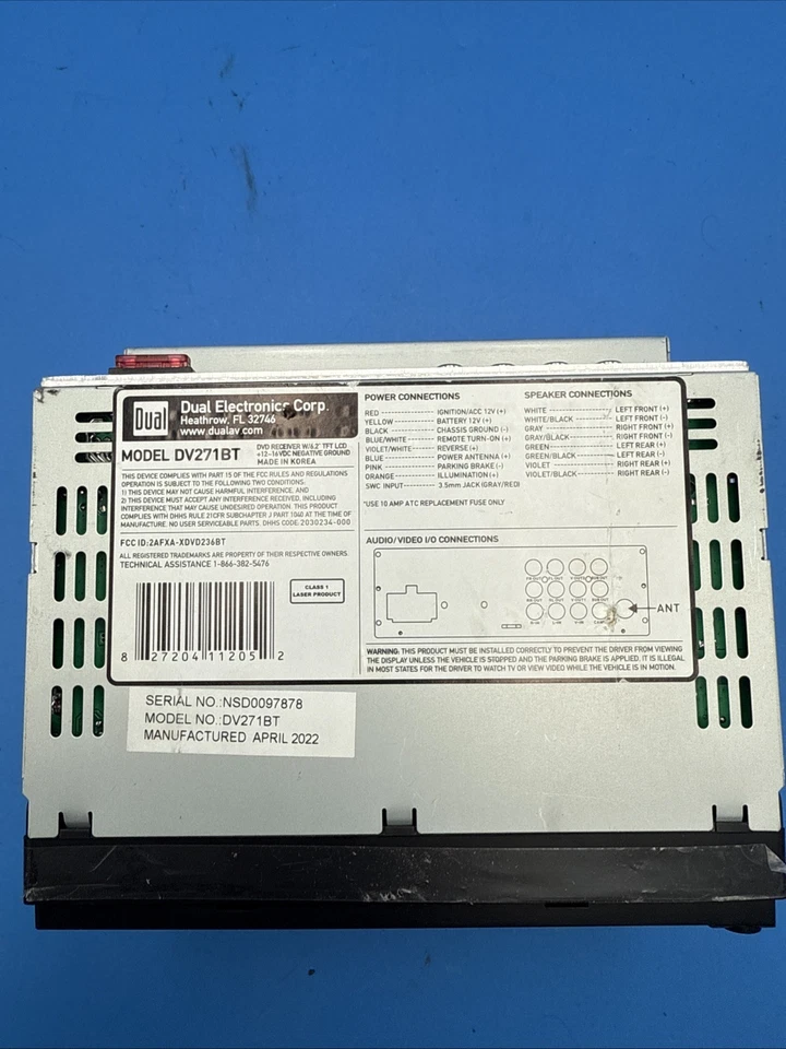 DUAL XDVD269BT RB 2 DIN RADIO Fit’s And Removed From G35 Coupe 2005 - Image 4 of 4