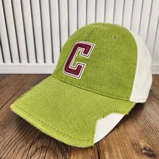 Cabela's Collegiate Varsity "C" Strapback Hat Cap Green Terry Cloth Distressed