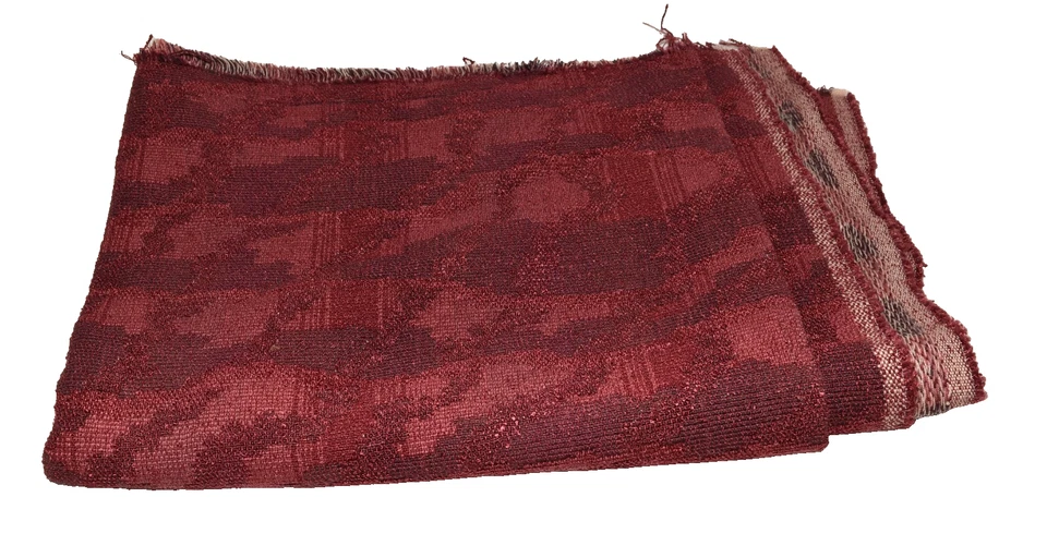 Vintage Abstract Geometric Design Red Thick Upholstery Fabric 50" x 21" - Image 3 of 4