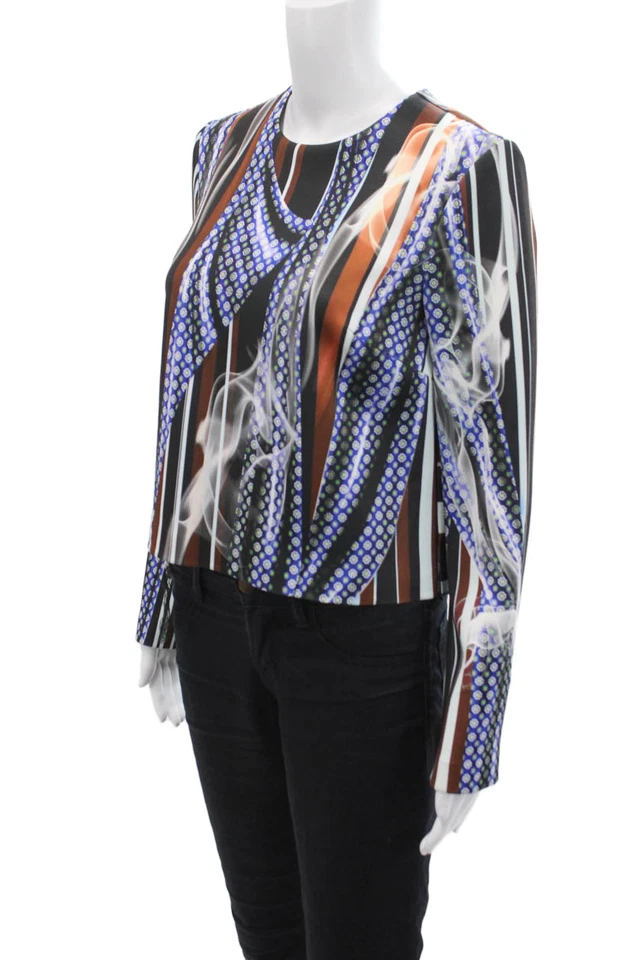 Blusa Top Clover Canyon Mujer Estampado Mixto Cremallera Espalda Manga Larga Multicolor Talla M Foto 2 de 4