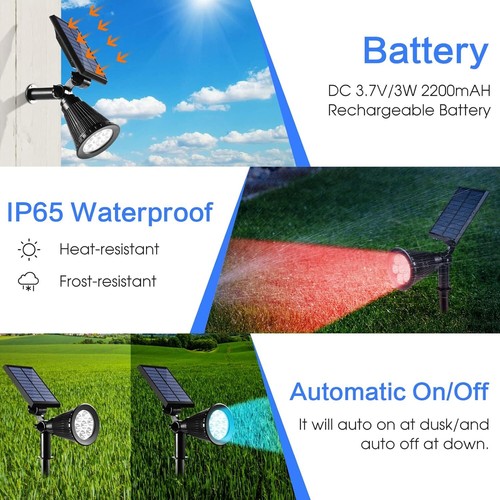 2-in-1 Waterproof LED Solar Powered Spot Lights Outdoor Garden Lamp Auto On/Off - Picture 5 of 25