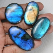 242.00 Ct Bulk Lot of Natural Labradorite Gemstone Oval Shape Cabochons 4 Pcs