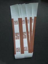 5 - Brown $5,000 Cash Money Self-Sealing Straps Currency Bands 