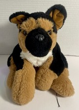 FAO Schwarz Realistic German Shepard Puppy Dog 2021 Laying Plush Brown  Black