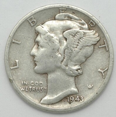1943-S/S/S/S Mercury Winged Liberty silver dime FS-501 Outstanding mint mark err