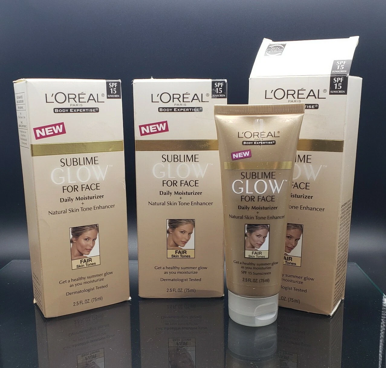 L'oreal Sublime Glow Daily Face Moisturizer FAIR Skin Tones Lot of 3